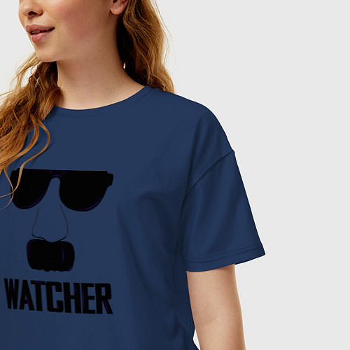 Женская футболка оверсайз Шпион Watcher / Тёмно-синий – фото 3