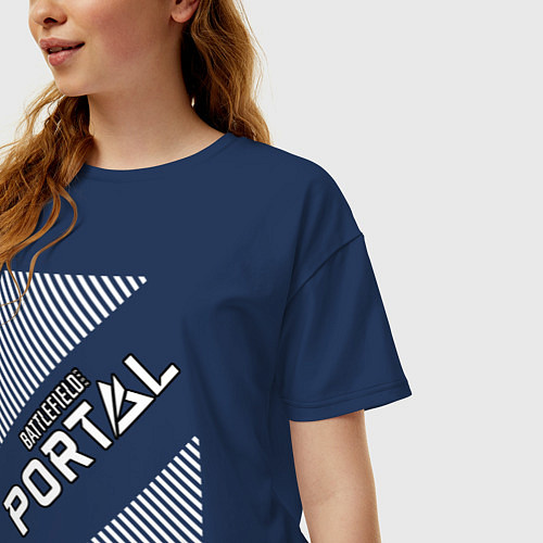 Женская футболка оверсайз Battlefield Portal - Stripes / Тёмно-синий – фото 3