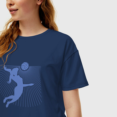 Женская футболка оверсайз Girl Volleyball / Тёмно-синий – фото 3