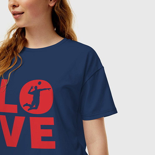 Женская футболка оверсайз Love Volleyball / Тёмно-синий – фото 3