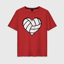 Футболка оверсайз женская Сердце Волейбола, цвет: красный