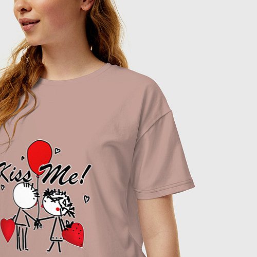 Женская футболка оверсайз Kiss Me! / Пыльно-розовый – фото 3