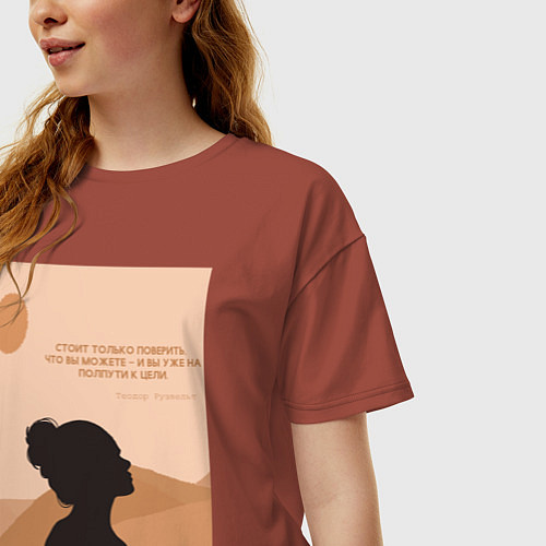 Женская футболка оверсайз На пути к цели / Кирпичный – фото 3