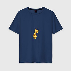 Футболка оверсайз женская Милый жираф со спины, цвет: тёмно-синий