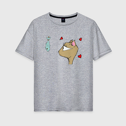 Женская футболка оверсайз Love Fish / Меланж – фото 1