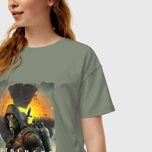 Женская футболка оверсайз STALKER 2 СТАЛКЕР 2 / Авокадо – фото 3