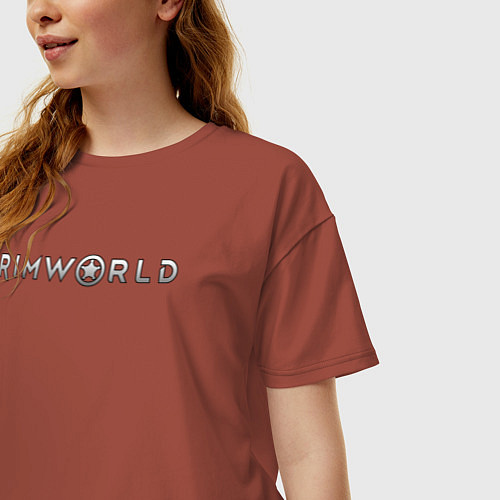 Женская футболка оверсайз RimWorld logo / Кирпичный – фото 3