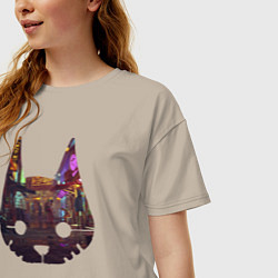 Футболка оверсайз женская Stray: City Cat, цвет: миндальный — фото 2