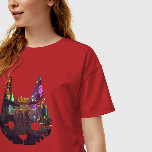 Женская футболка оверсайз Stray: City Cat / Красный – фото 3