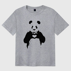 Футболка оверсайз женская ПАНДА ЛАЙК ЛЮБОВЬ PANDA LOVE, цвет: меланж