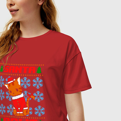 Женская футболка оверсайз Santa Paws / Красный – фото 3