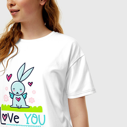 Женская футболка оверсайз Любящий заяц / Белый – фото 3
