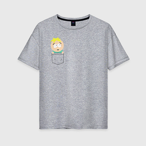 Женская футболка оверсайз Баттерс в кармане / Меланж – фото 1