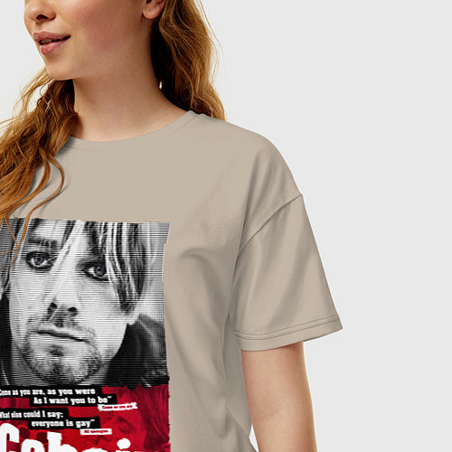 Женская футболка оверсайз Kurt Cobain / Миндальный – фото 3