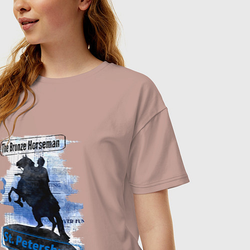 Женская футболка оверсайз The Bronze Horseman / Пыльно-розовый – фото 3