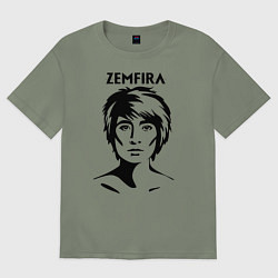 Футболка оверсайз женская ZEMFIRA эскиз портрет, цвет: авокадо