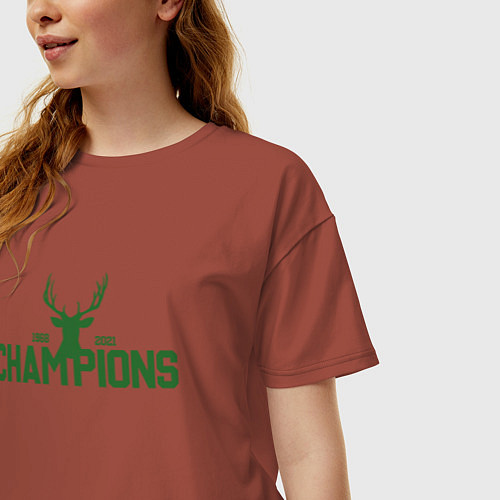 Женская футболка оверсайз Bucks Champions / Кирпичный – фото 3