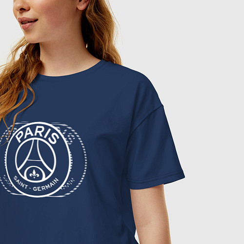 Женская футболка оверсайз PSG Core Wordmark Clear New 202223 / Тёмно-синий – фото 3