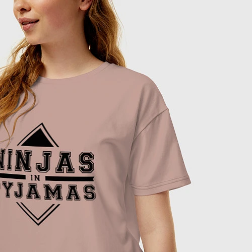 Женская футболка оверсайз Ninjas In Pyjamas / Пыльно-розовый – фото 3