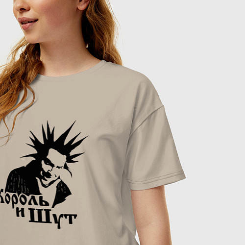 Женская футболка оверсайз Король и Шут ГОРШОК / Миндальный – фото 3
