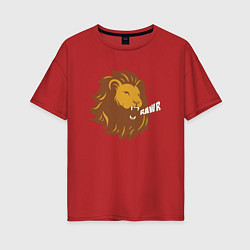 Футболка оверсайз женская Lion Rawr, цвет: красный