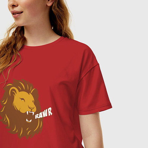 Женская футболка оверсайз Lion Rawr / Красный – фото 3