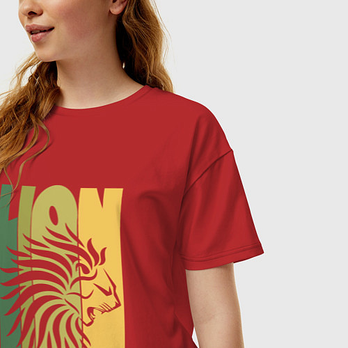 Женская футболка оверсайз Jamaica Lion / Красный – фото 3