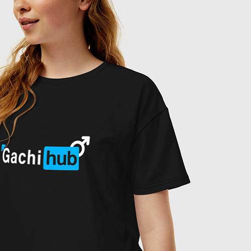 Женская футболка оверсайз Gachi hub / Черный – фото 3