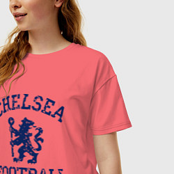 Футболка оверсайз женская Chelsea FC: Lion цвета коралловый — фото 2