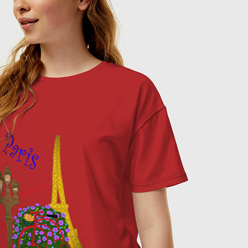 Женская футболка оверсайз Кусочек Парижа / Красный – фото 3