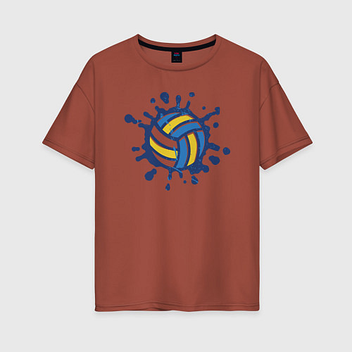 Женская футболка оверсайз Волейбольный мяч / Кирпичный – фото 1