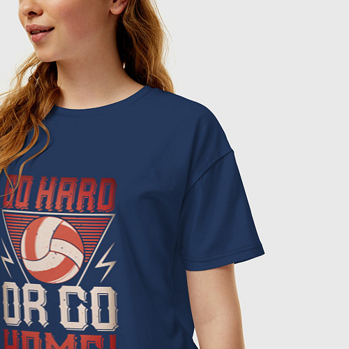 Женская футболка оверсайз Go Hard / Тёмно-синий – фото 3