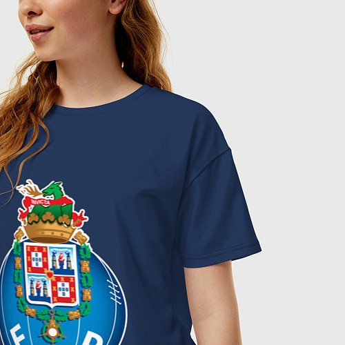 Женская футболка оверсайз ФК Порту / Тёмно-синий – фото 3