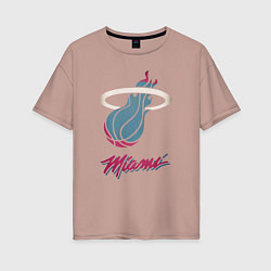 Футболка оверсайз женская Miami Heat, цвет: пыльно-розовый