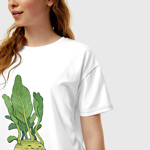 Женская футболка оверсайз Капуста кольраби / Белый – фото 3