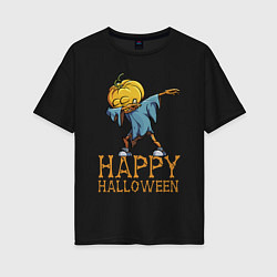 Футболка оверсайз женская Happy Halloween, цвет: черный