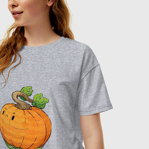 Женская футболка оверсайз Недовольная тыква / Меланж – фото 3