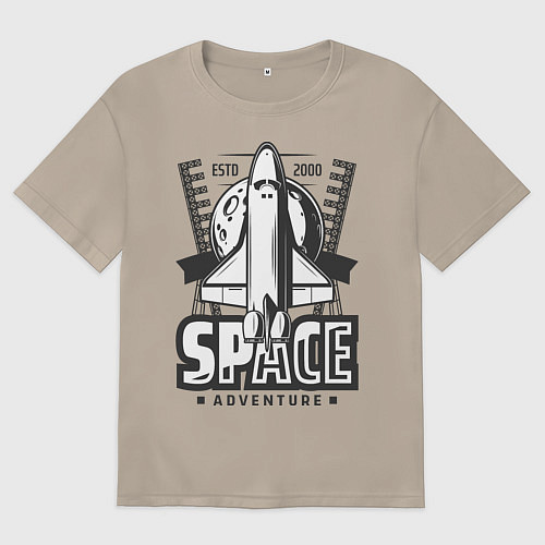 Женская футболка оверсайз Космический корабль / Миндальный – фото 1