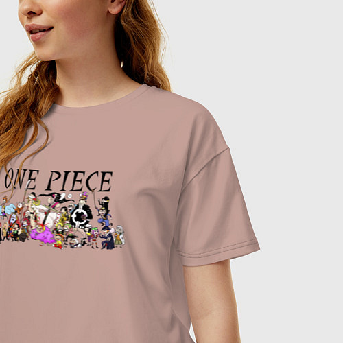 Женская футболка оверсайз Персонажи One Piece Большой куш / Пыльно-розовый – фото 3