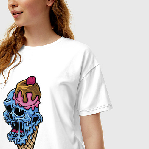 Женская футболка оверсайз Horror ice cream / Белый – фото 3
