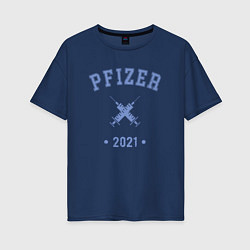 Футболка оверсайз женская Pfizer 2021, цвет: тёмно-синий