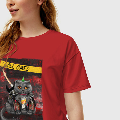 Женская футболка оверсайз All Cats Are Beautiful - ACAB / Красный – фото 3
