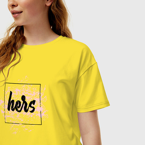 Женская футболка оверсайз Hers - её / Желтый – фото 3