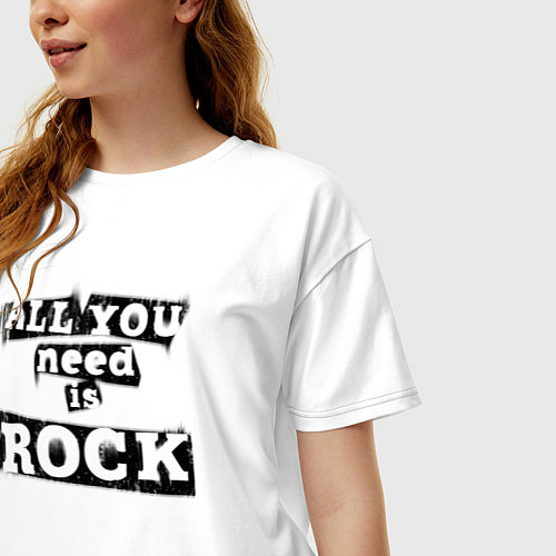Женская футболка оверсайз All you need is rock / Белый – фото 3