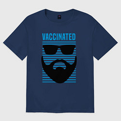 Футболка оверсайз женская Vaccinated, цвет: тёмно-синий