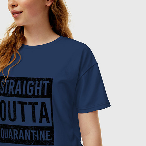 Женская футболка оверсайз Из Карантина / Тёмно-синий – фото 3