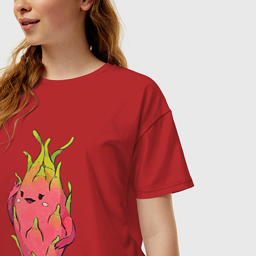 Женская футболка оверсайз Драконья ягода / Красный – фото 3