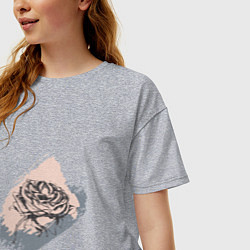 Футболка оверсайз женская Темная роза - абстракция, цвет: меланж — фото 2