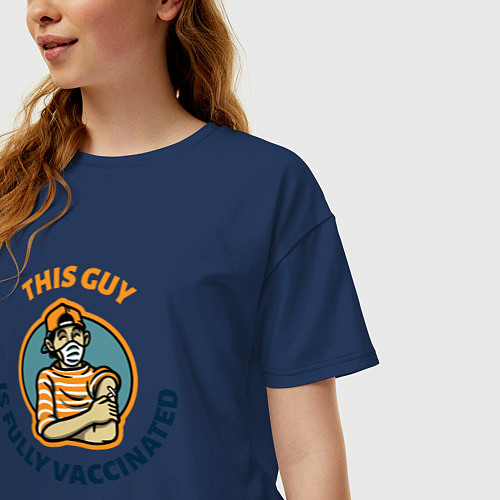 Женская футболка оверсайз Полная вакцинация / Тёмно-синий – фото 3