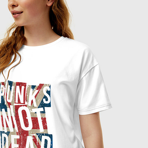 Женская футболка оверсайз Punks not dead / Белый – фото 3